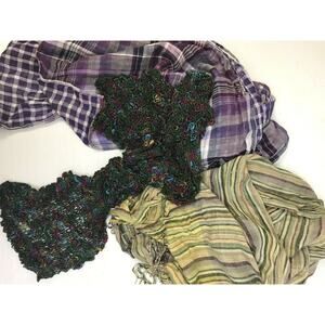 Scarves Set of 3 Plaid Stripe Knit Long Head Neck